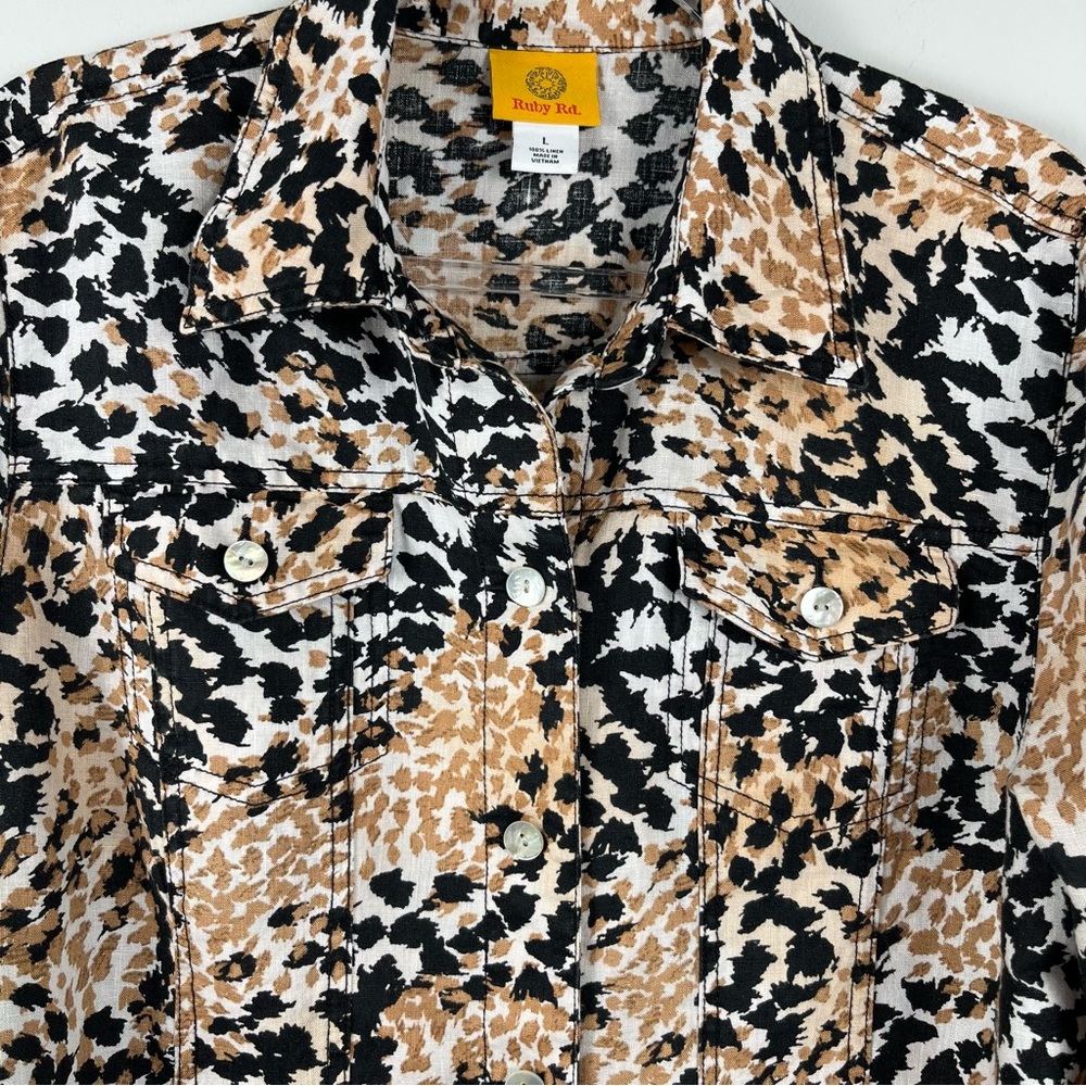 Ruby Rd. Animal Print Collared Lightweight Jacket… - image 3